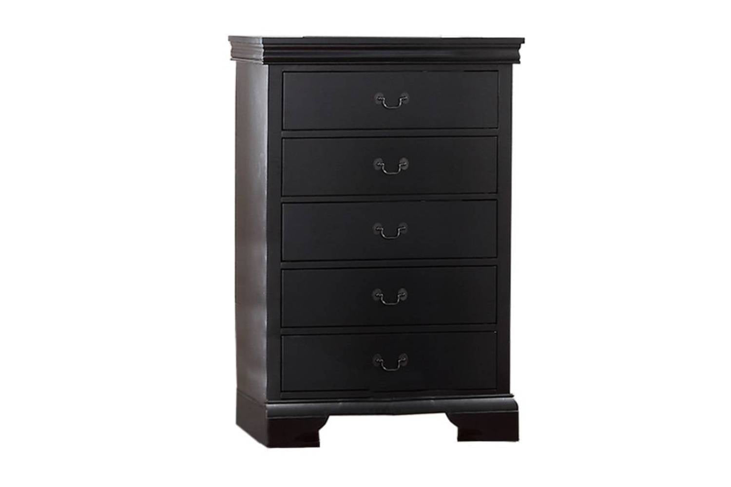 Elegant Bedroom 1Pc Chest Of Drawers Black Color Drawers Tall Chest Plywood Furniture Black Bedroom Contemporary,Modern Pine Solid Wood