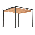 10' X 10' Aluminum Patio Pergola With Retractable Pergola Canopy, Backyard Shade Shelter For Porch, Outdoor Party, Garden, Grill Gazebo, Khaki Khaki Aluminium