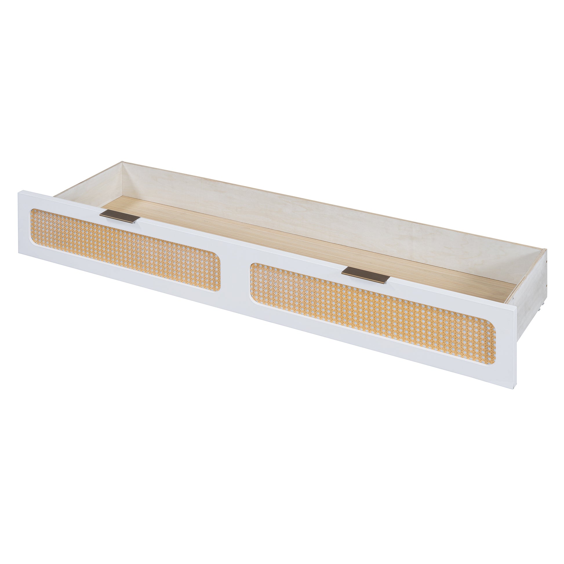Queen Murphy Bed With Large Drawers,White Queen White Plywood