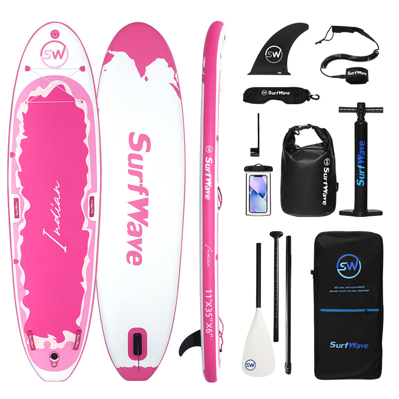 Inflatable Stand Up Paddle Board 11'X34"X6" With Accessories Water Sports Pink White Anti Slip Garden & Outdoor American Design,Beach Multifunctional Pvc