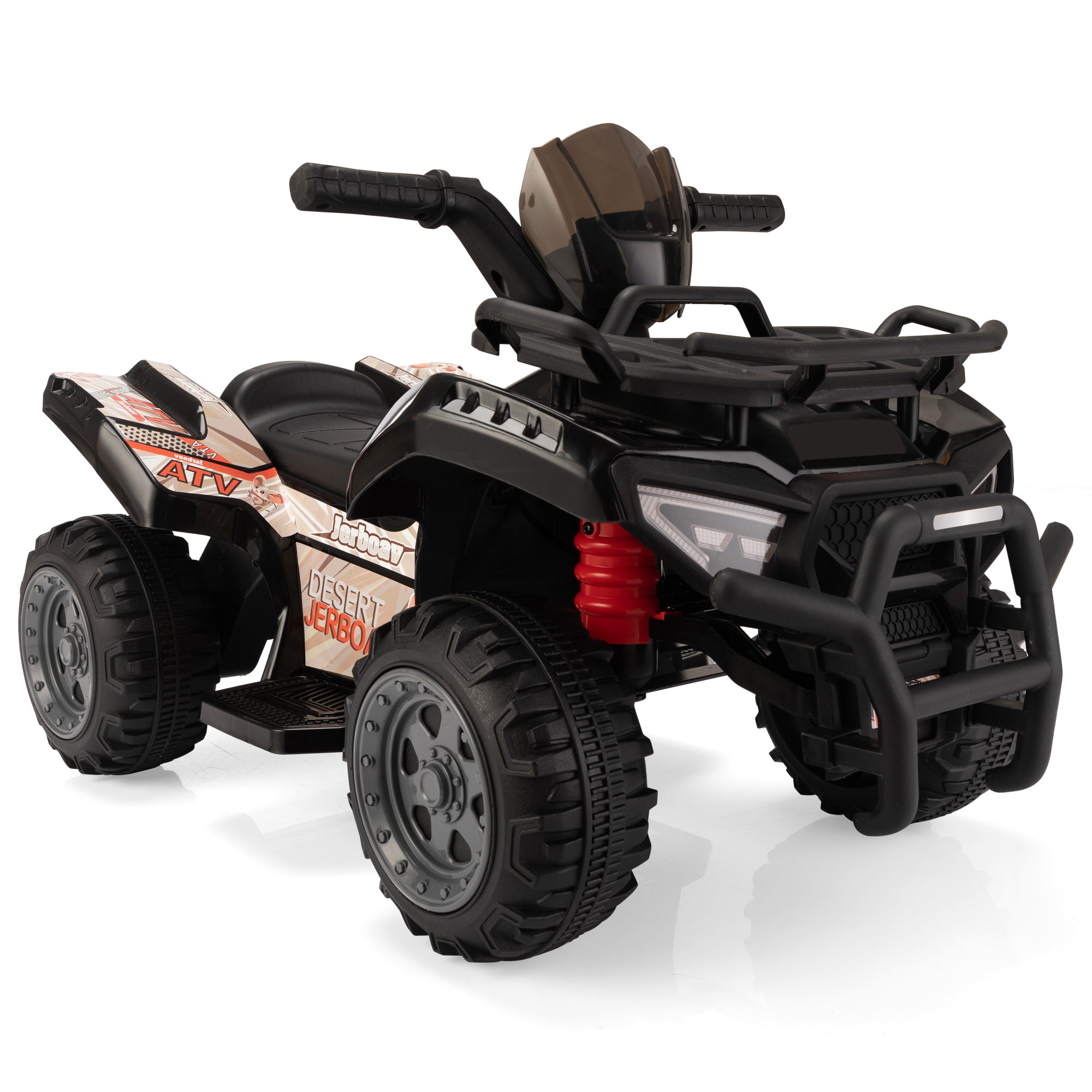 6V Kids Ride On Atv Car, Powered 4 Wheeler Quad W Music Horn Usb Mp3, 1.9 Mph Max Speed, Electric Vehicle Toy For Children 18 48 Months, Black Black Polypropylene