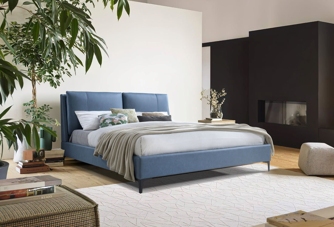 Upholstered Blue Queen Bed Blue Upholstered