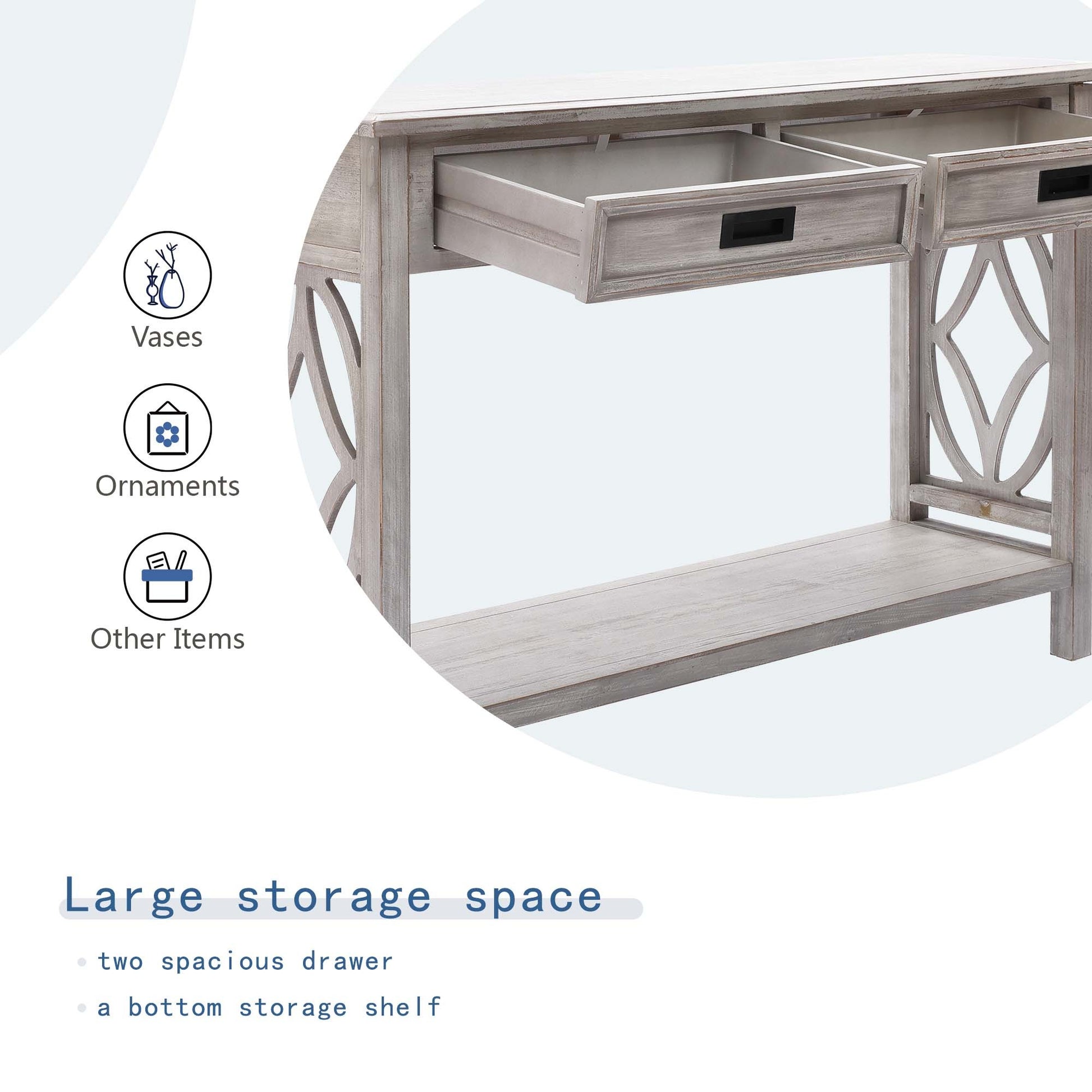 Whitewashed Wood 2 Drawer 1 Shelf Console And Entry Table Natural Whitewash Primary Living Space Fir Mdf