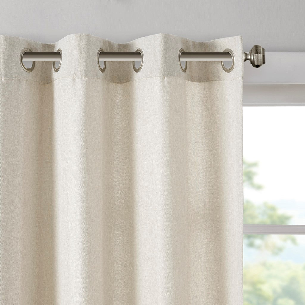 Solid Piece Dyed Grommet Top Curtain Panel Only 1 Pc Panel Natural Polyester