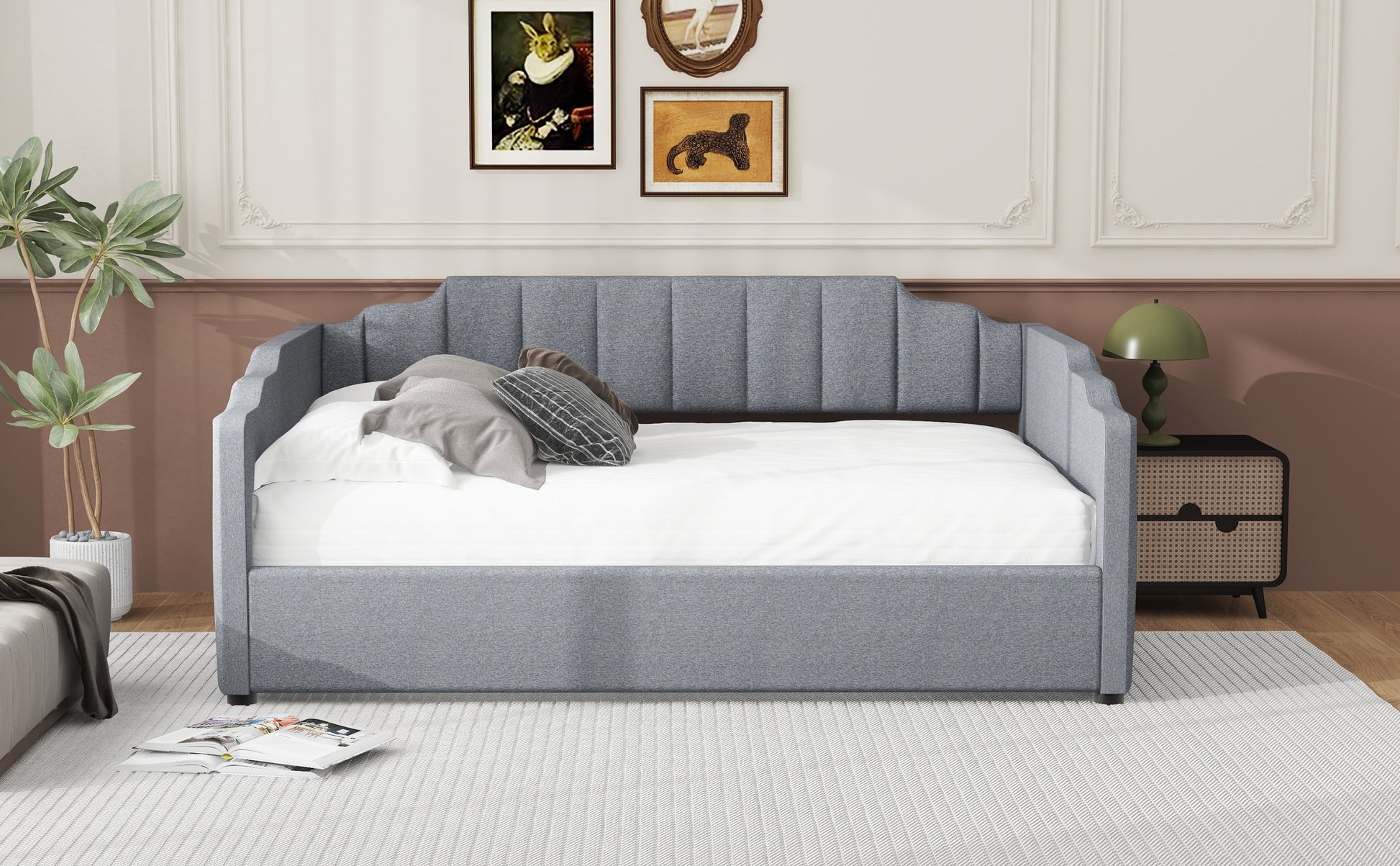 Upholstered Daybed With Underneath Storage,Full Size, Gray Full Gray Upholstered