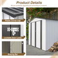 8 X 6 Ft Outdoor Storage Shed, All Weather Metal Sheds With 2 Lockable Doors, Tool Shed For Garden, Backyard, Lawn,White White Metal