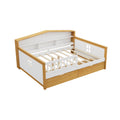 Full Size House Shape Daybed With Two Drawers And Bookcase Headboard Wooden Bed For Girls Boys Teens, No Box Spring Needed, Walnut And White Box Spring Not Required Full White Walnut Wood Bedroom Cute Pine Bed Frame Wood