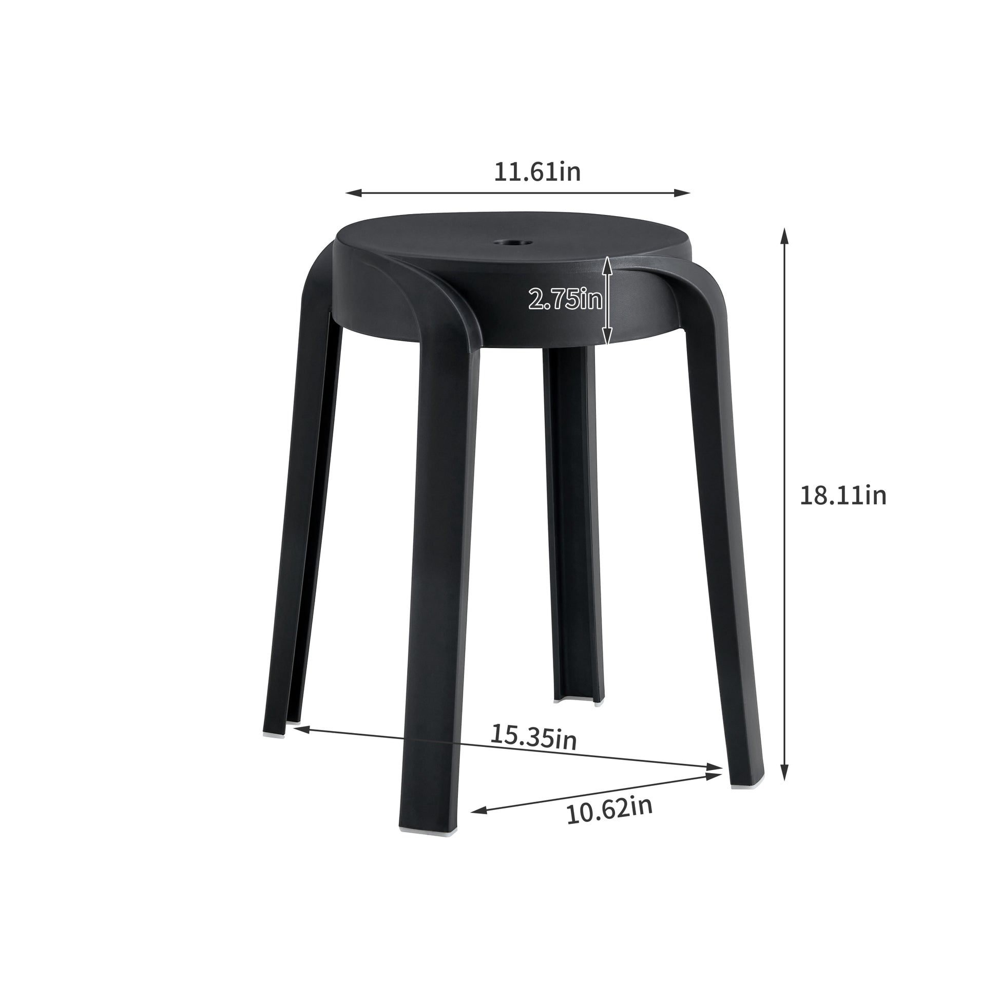 6 Pack Stackable Classroom Stools Plastic Stools Nesting Stools Colorful Round Stools Indoor Outdoor Flexible Seating Decorative Stools Chairs For Home Office School Classroom Black Black Plastic