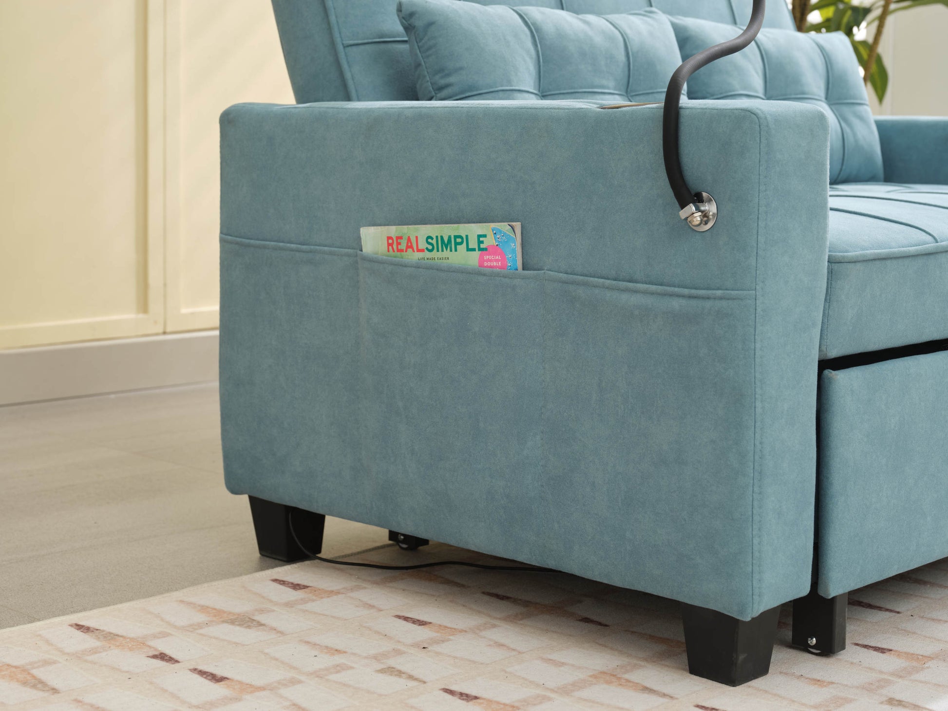 Futon Chair Bed Convertible Chair 3 In 1 Pull Out Sleeper Chair Beds With Usb Ports,Wear Resistant And Anti Scratch, Armchair Bed Sleeper For Living Room Green Tech Cloth Green Foam Tech Cloth 2 Seat