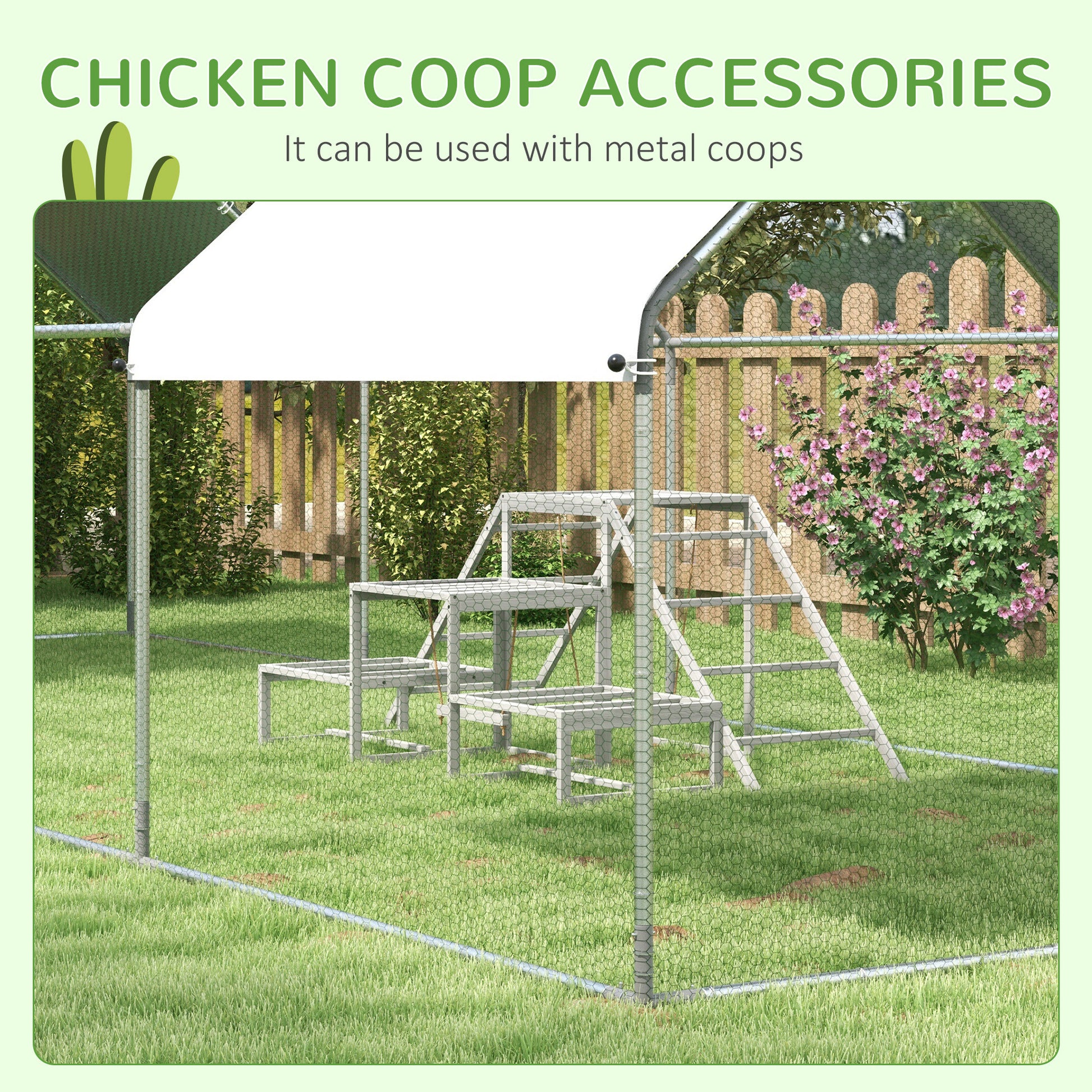 Pawhut Chicken Toys For Coop, Chicken Swing Set, Chicken Coop Accessories For Poultry Run With Perches, Wood Stand, Ladder, Platforms, For 10 15 Chickens, Gray Gray Wood