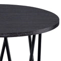 Espresso And Black End Table With Drum Shape Espresso Primary Living Space Round Wood Metal Sled