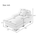 Modern Mid Century Indoor Oversized Chaise Lounger Comfort Sleeper Sofa With Pillow And Soild Wood Legs, Linen, Gray Gray Linen