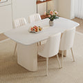 Table And Chair Set.67*35.4 Cream Style Mdf White Dining Table Set With 4 Cream Style Chairs.Adding A Warm And Gentle Atmosphere To Your Family.Creating A Comfortable And Friendly Dining