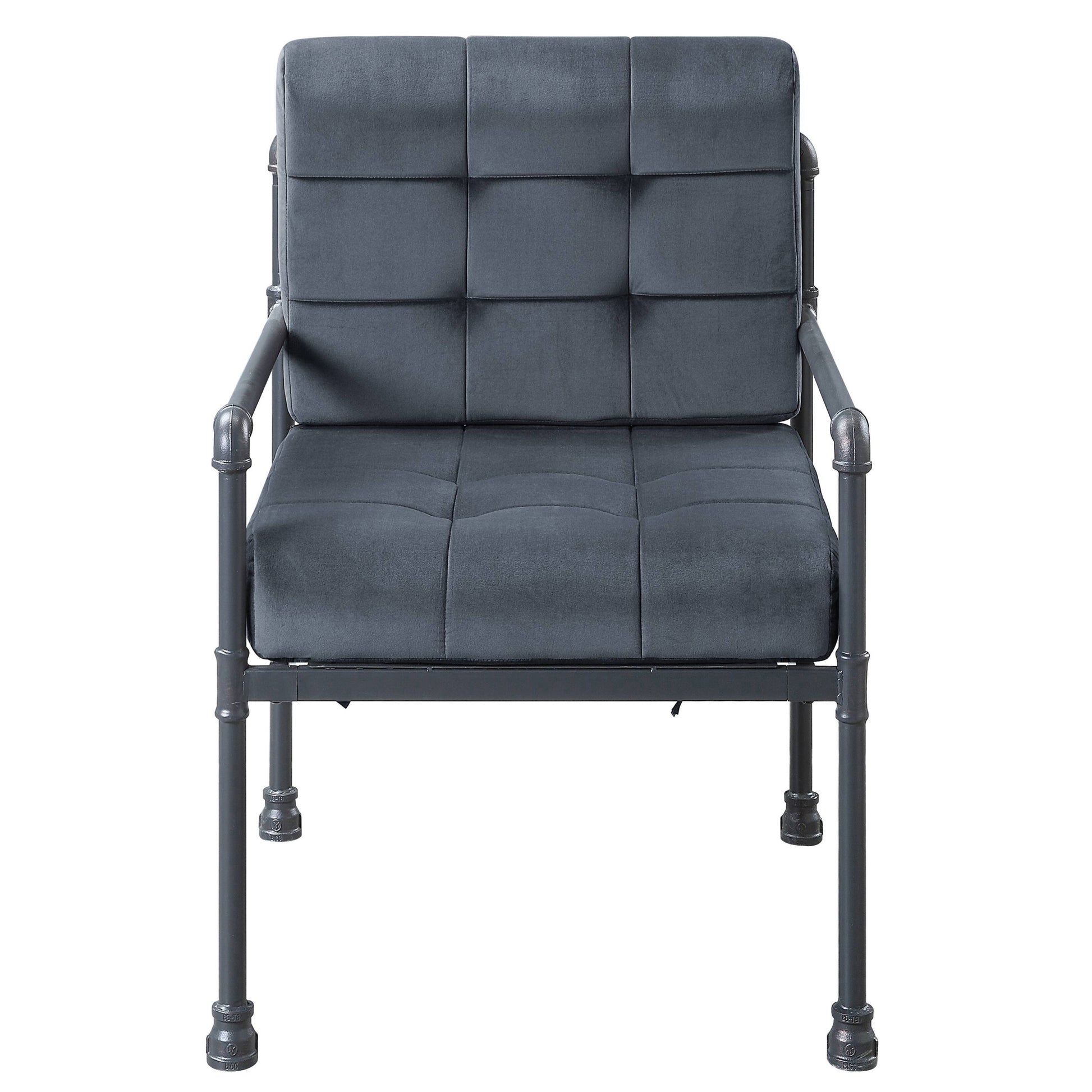 Grey And Sandy Grey Cushion Back Accent Chair Grey Primary Living Space Industrial Fabric Metal