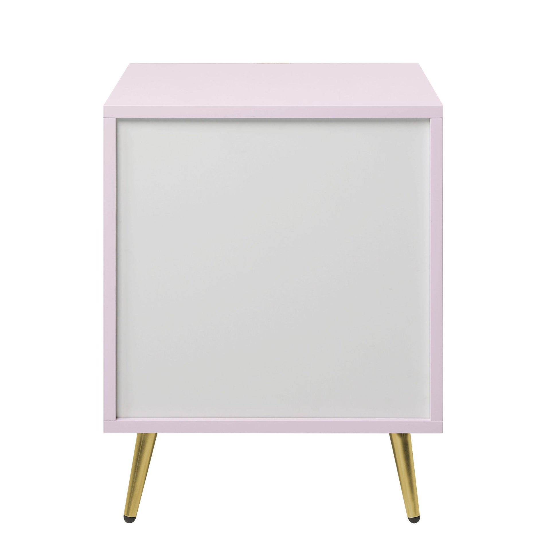 Gaines Nightstand, Pink High Gloss Finish Bd02663 Pink Wood Metal