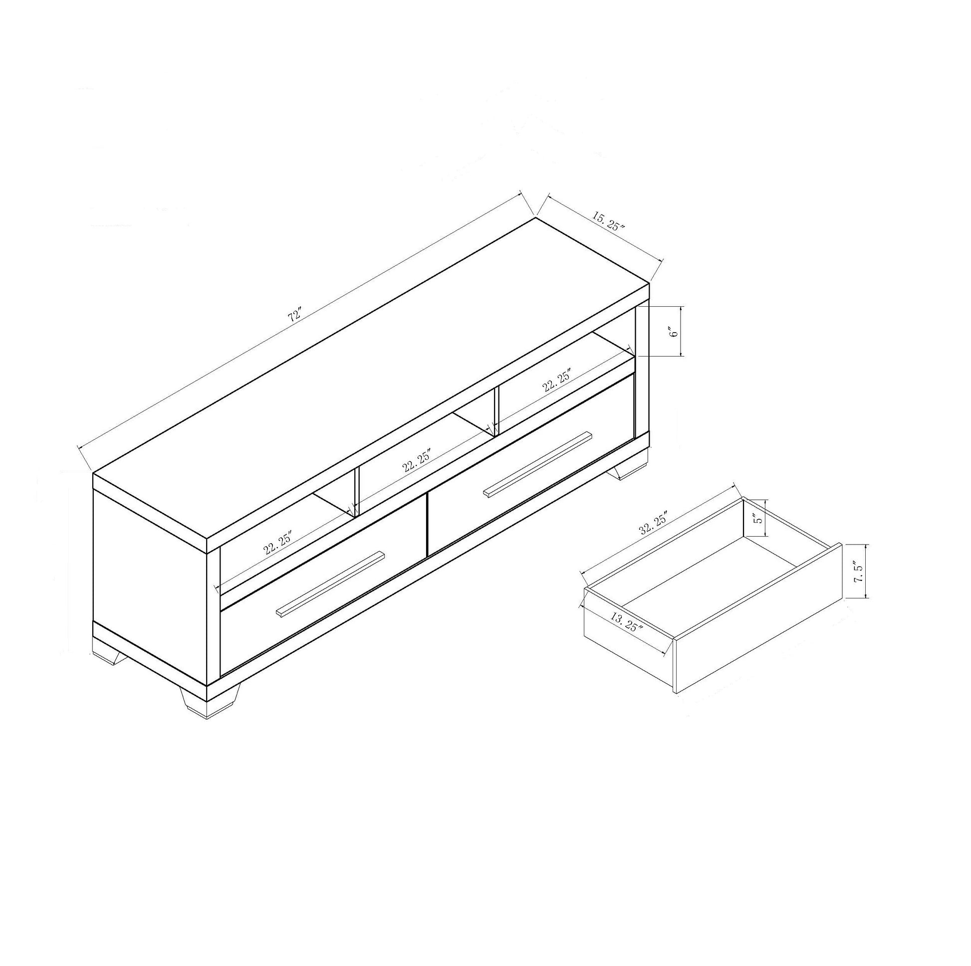 Modern White Tv Stand With Three Open Shelves And Two Drawers With Stylish Media Storage White 70 79 Inches Mdf