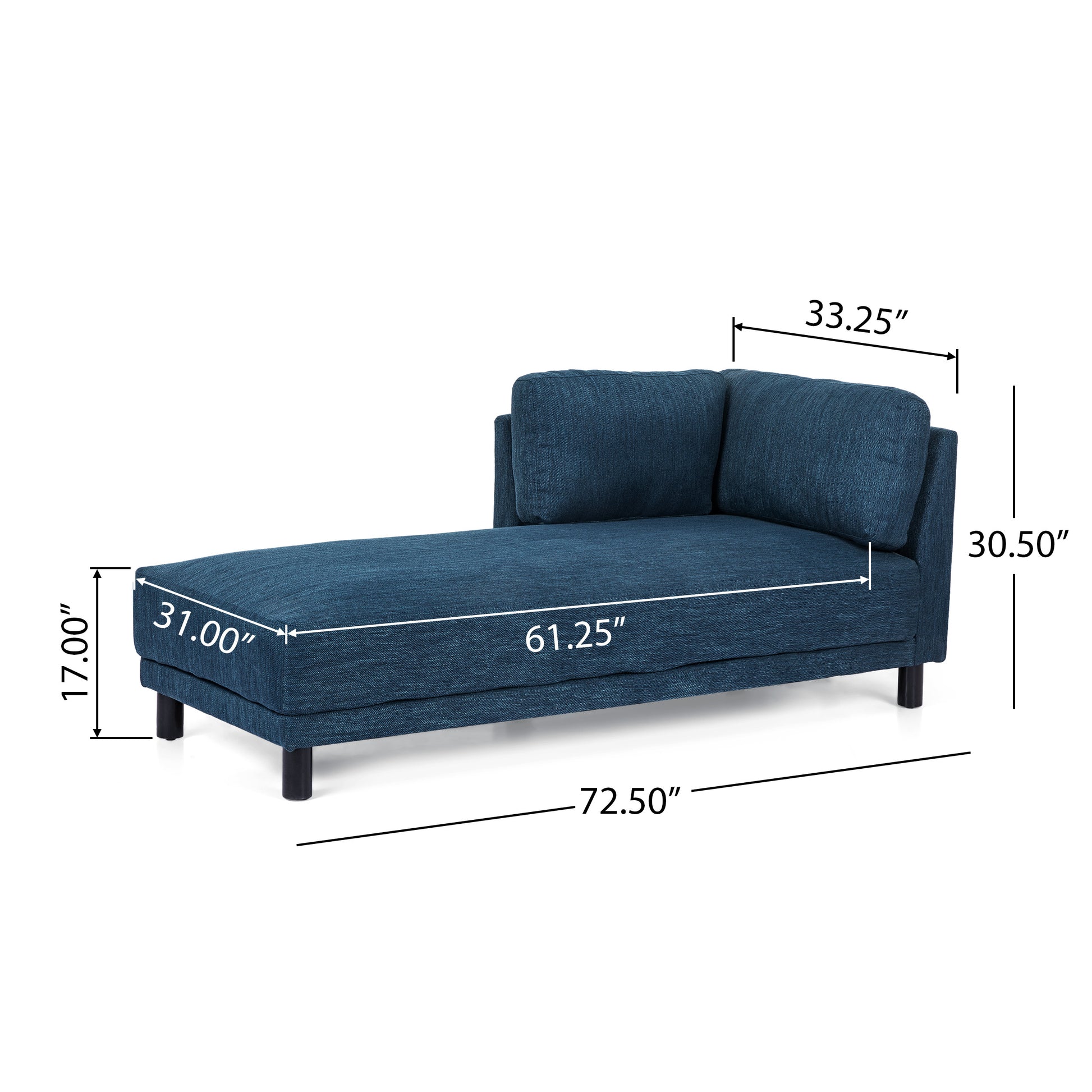 Chaise Lounge Navy Blue Fabric