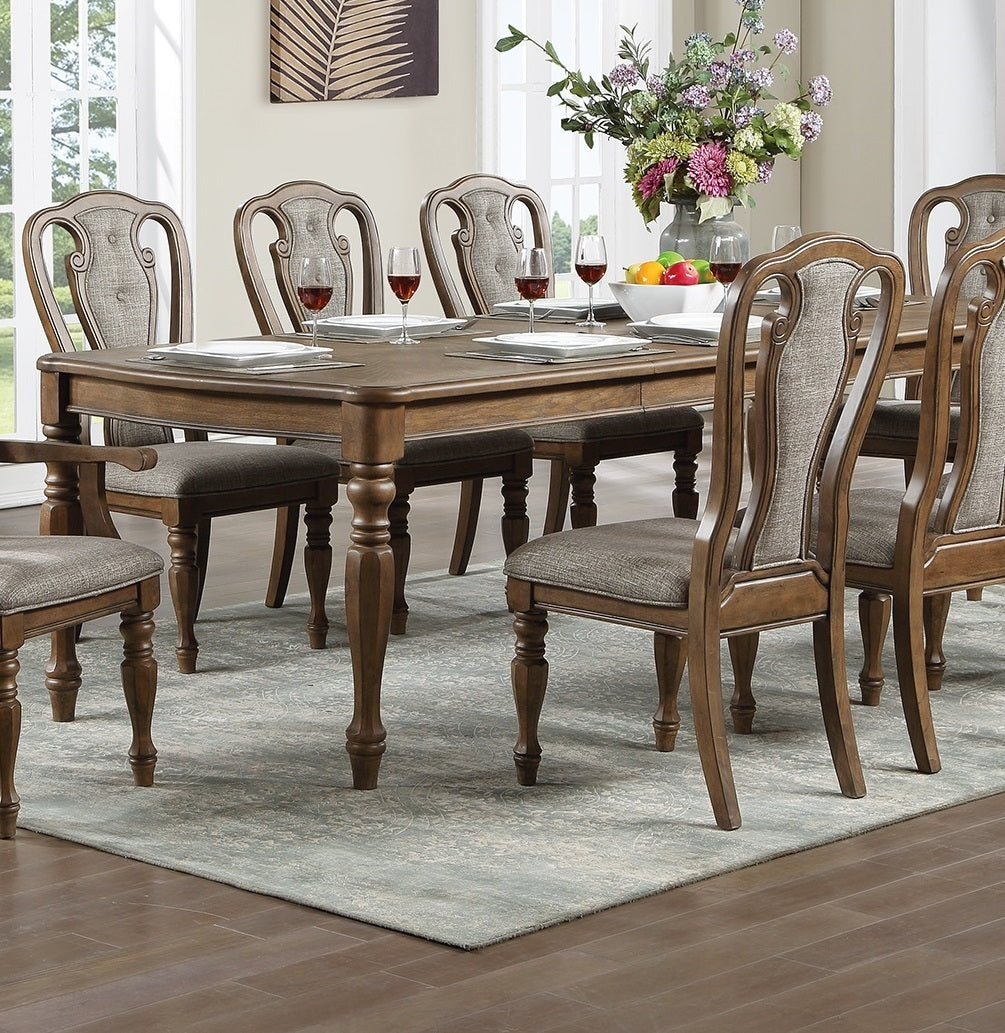 Transitional Style 1Pc Dining Table W 2X Leaves Ash Oak Rectangle Table Unique Design Legs Kitchen Dining Room Oak Seats 8 Dining Room Contemporary,Modern,Transitional Rubberwood Kitchen & Dining Tables Rectangular Rubber Wood,Solid Wood