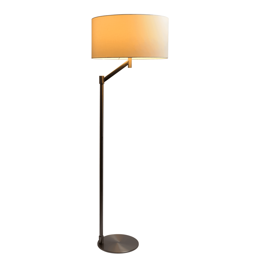 Serene Brushed Nickel Floor Lamp With Rotary Switch Metal Base White Linen Shade Brushed Nickel,White Linen,Metal