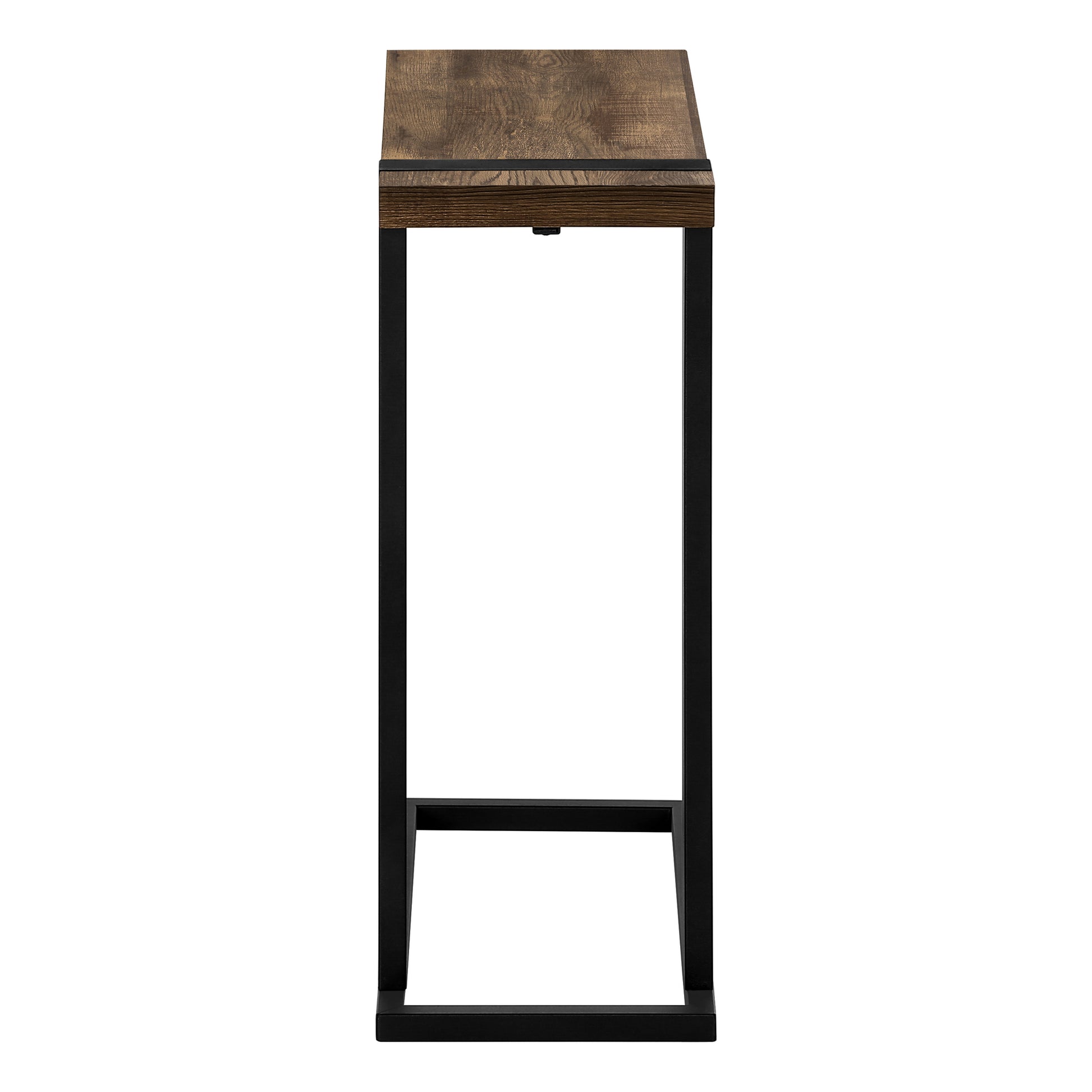 Accent Table, C Shaped, End, Side, Snack, Living Room, Bedroom, Brown Laminate, Black Metal, Contemporary, Modern Brown Mdf