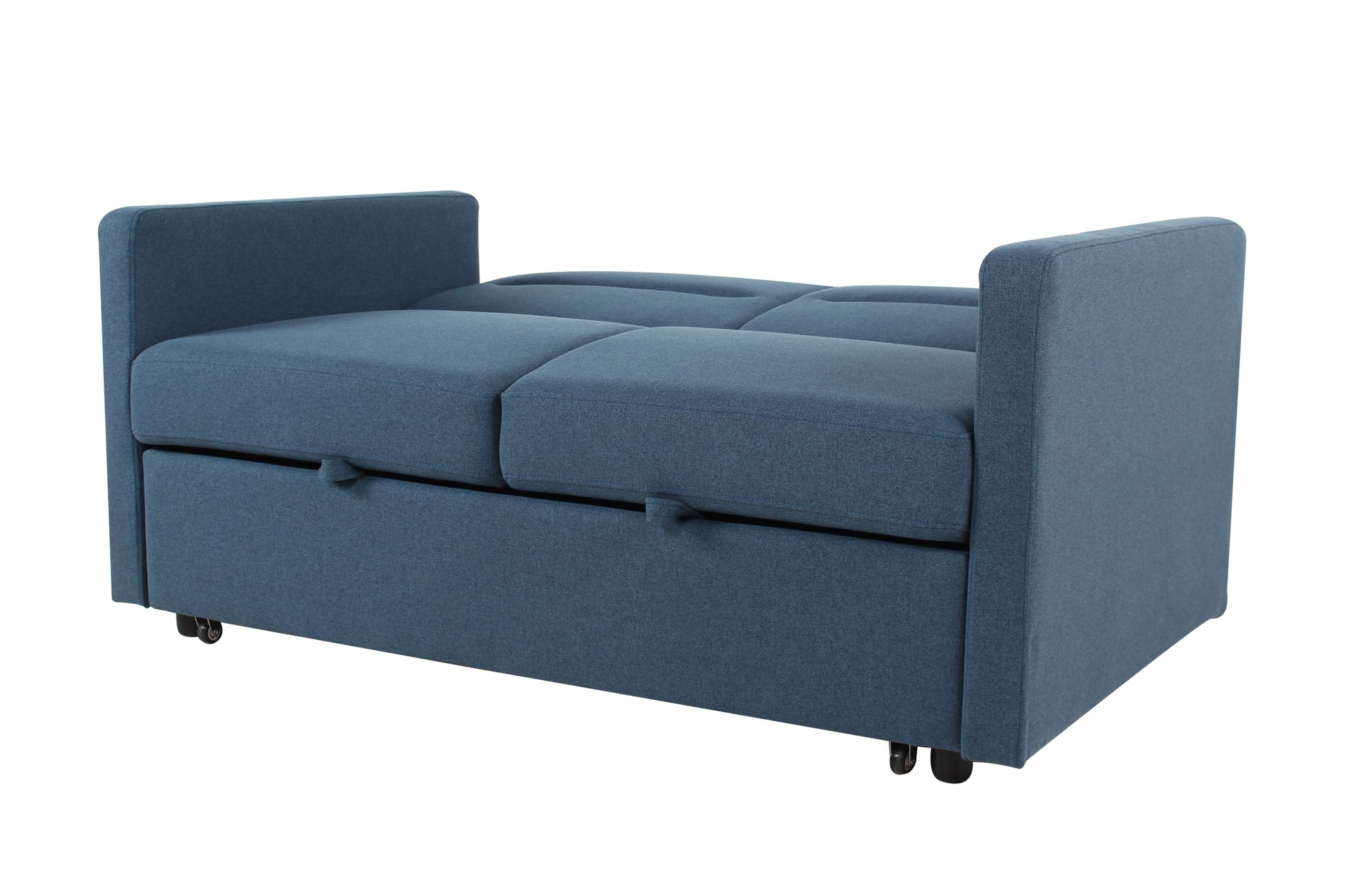 Loveseat Sleeper Pull Out Couch 3 In 1 Sofa Bed Adjustable Backrest Blue Wood Fabric