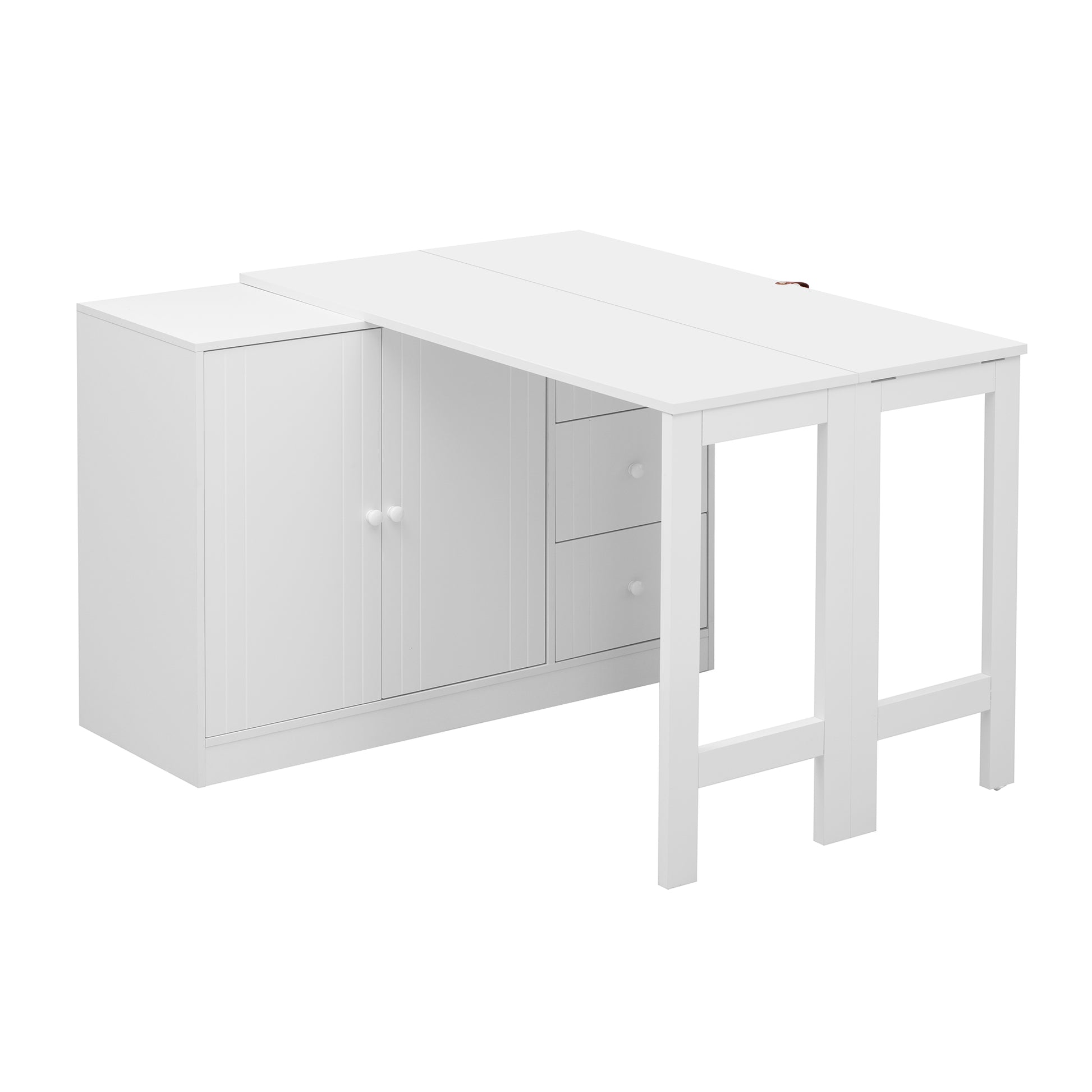 Innovative Sideboard That Effortlessly Converts Into A Dining Table And Adjustable Pull Out Top For Flexible Use,Suitable For Study,Entrance And Living Room White Primary Living Space American