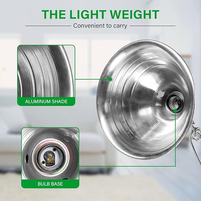 Clamp Lamp Light With 8.5 Inch Adjustable Aluminum Reflector And 6 Feet Cord, Up To 150W E26 Socket No Bulb Included , Silver And Black, 4 Pack Black And Silver Metal