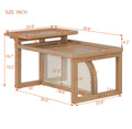 Modern 2 Piece Nesting Rattan Wood Mdf Coffee Table Set In Natural Natural Rubber Wood