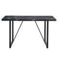 Industrial Rectangular Mdf Black Dining Table For 4 6 People With 1.5 Inch Thick Mdf Top And Black Metal Legs For Work Desk, Kitchen, Terrace, Dining Room Black Mdf