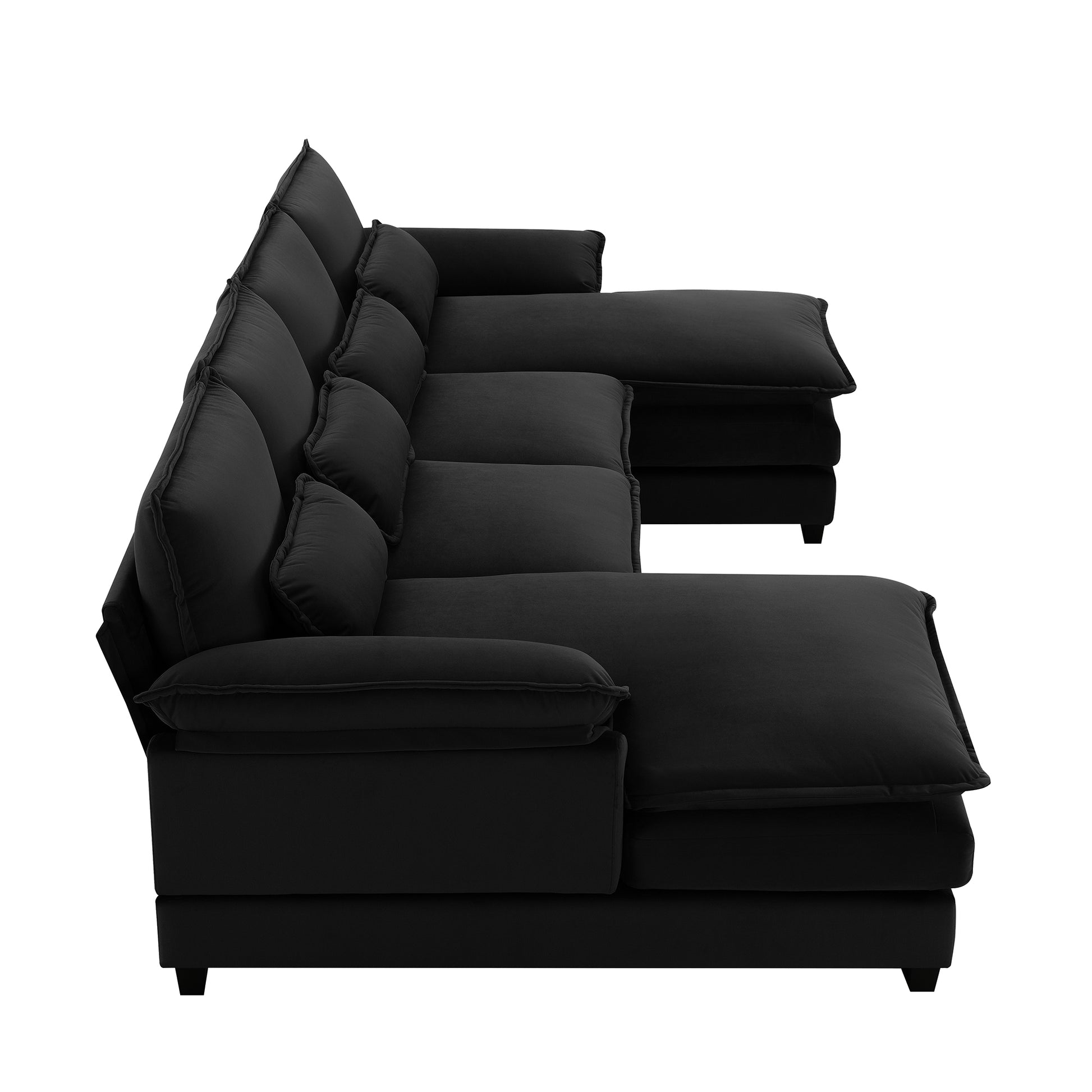 110*55" Modern U Shaped Sectional Sofa With Waist Pillows,6 Seat Upholstered Symmetrical Sofa Furniture,Sleeper Sofa Couch With Chaise Lounge For Living Room,Apartment,5 Colours Black Velvet 6 Seat