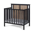 Connelly Mini Crib With Mattress Pad Black Vintage Walnut Black Brown Wood