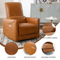 Yellow Brown Leatheraire Swivel And Rocker Power Recliner Chair, Heavy Duty Motion Mechanism With Usb And Type C Ports Yellow Brown Faux Leather Power Push Button Metal Primary Living Space Medium Firm Tight Back Heavy Duty American Design Pine Square