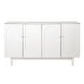 Stylish And Functional 4 Door Intaglio Storage Cabinet With Pine Legs, Solid Wood Pulls And Mdf, For Living Room Bedroom,And Kitchen,White White Mdf