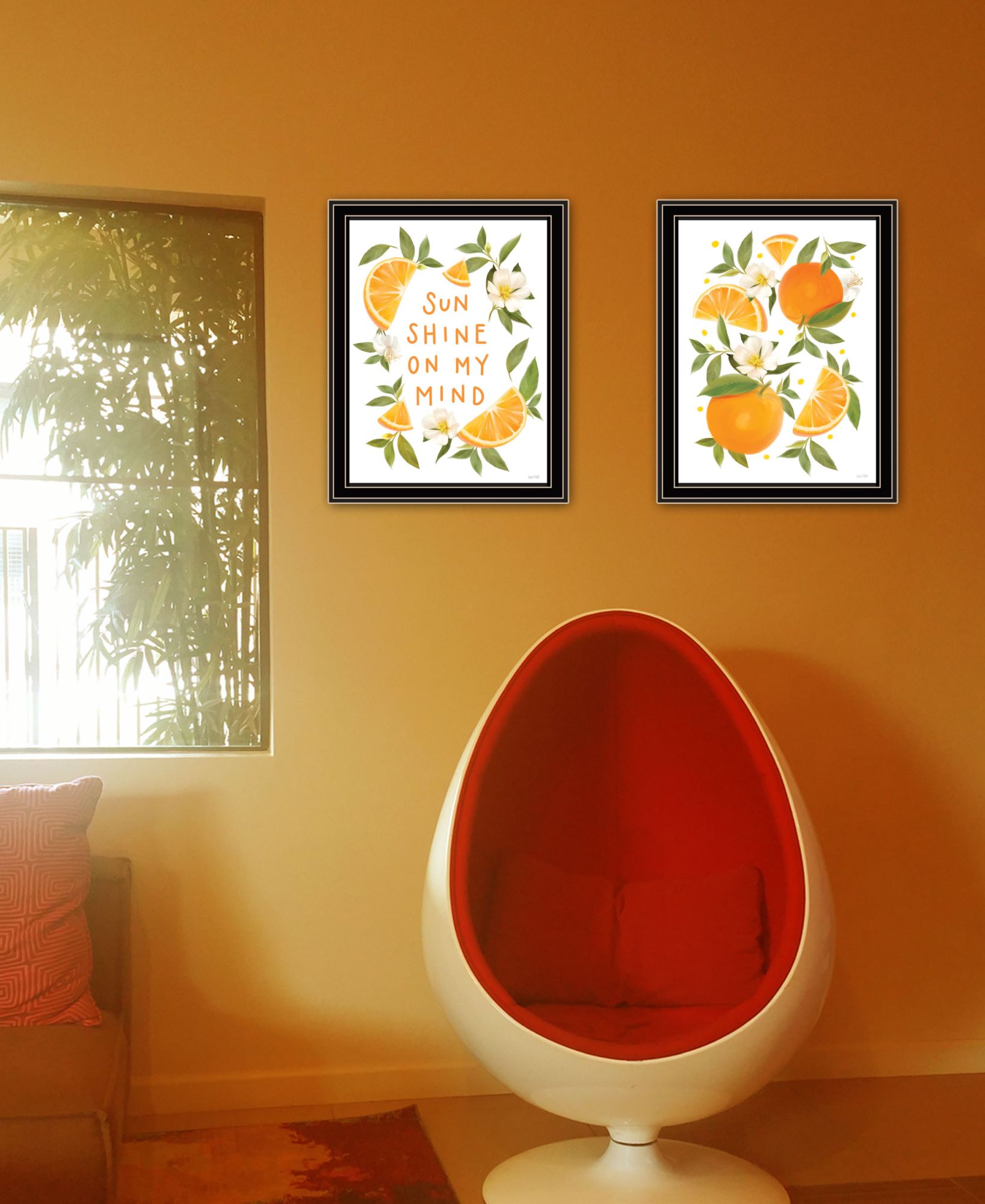 "Sunshine On My Mind Oranges" Framed Wall Art For Living Room, Wall Art Print For Home Decor, Bedroom Wall Art By House Fenway Multicolor Wood Paper