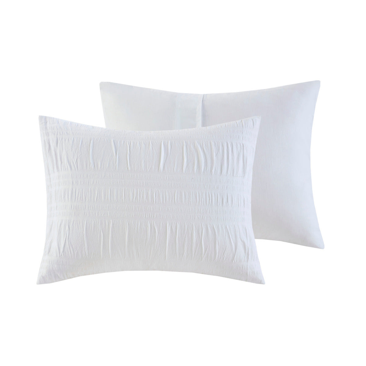 4 Piece Cotton Seersucker Duvet Cover Set King White Cotton