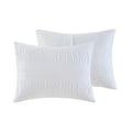 4 Piece Cotton Seersucker Duvet Cover Set Queen White Cotton