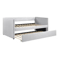 1Pc Daybed With Trundle Gray Fabric Upholstery Wooden Frame Modern Home Furniture Box Spring Not Required Gray Wood Primary Living Space Modern,Transitional Polyester Engineered Wood,Wood