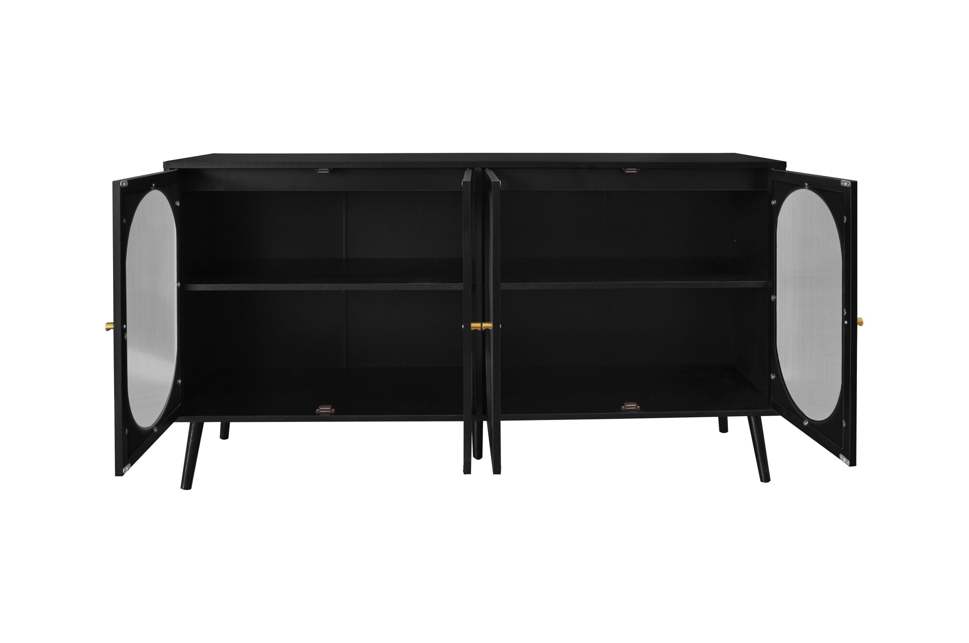 4 Door Cabinet, Sideboard Accent Cabinet, Storage Cabinet For Living Room, Hallway Entryway Kitchen Black Mdf