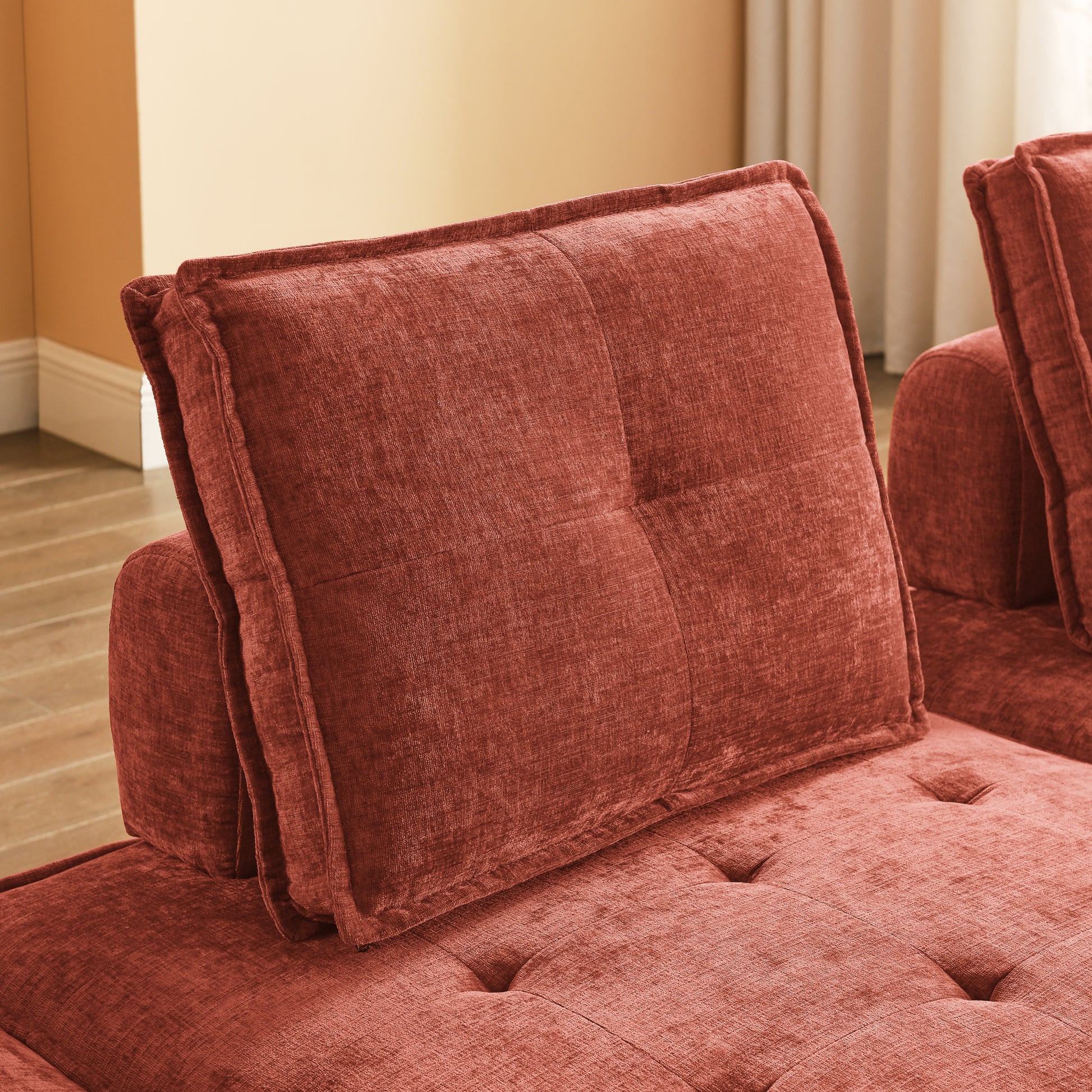 Upholstered Seating Armless Accent Chair, Leisure Sofa Lounge Chair For Living Room Corner Bedroom Office,Chenille Red Primary Living Space Chenille