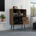 Prunus Bar Cabinet, One Cabinet, Two Drawers Mahogany Black Mahogany Particle Board