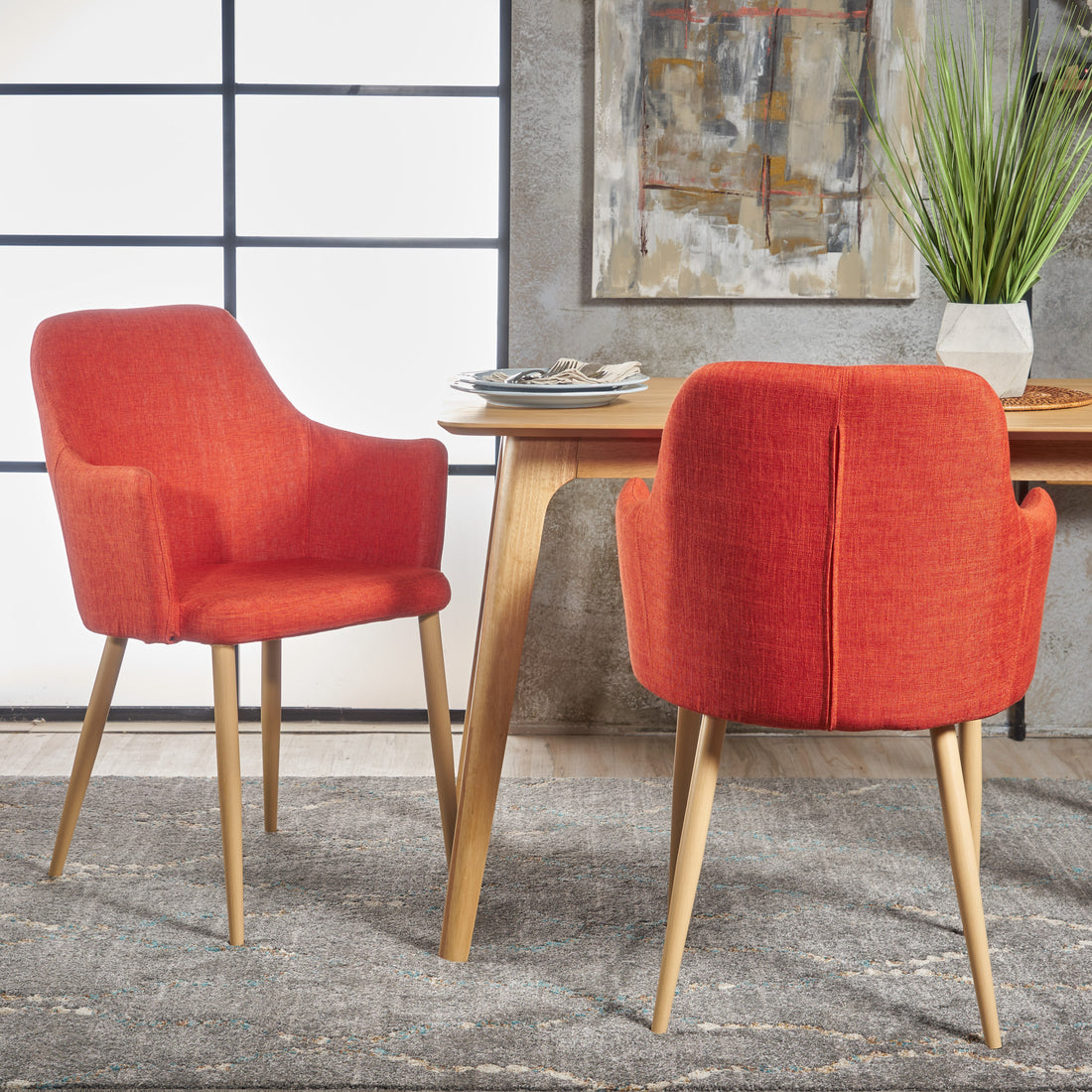 Dining Chair Orange Fabric