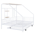 Full Size Metal House Bed With Trundle, White Full White Metal