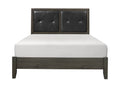 Contemporary Design Dark Gray Finish Queen Bed 1Pc Button Tufted Faux Leather Upholstered Headboard Wooden Bedroom Furniture Box Spring Required Queen Dark Gray Wood Bedroom Contemporary Panel Faux Leather Wood