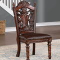 Traditional 2Pcs Side Chairs Brown Cherryseats Faux Wood Carved Details Formal Solid Wood Dining Room Furniture Brown,Dark Brown Brown Dining Room Luxury,Traditional,Vintage Dining Chairs Rubberwood