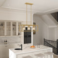 3 Light Kitchen Island Rectangle Chandelier Antique Brass Ceiling Lights Steel Metal