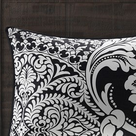 7 Piece Cotton Printed Comforter Set Black King King Black Polyester