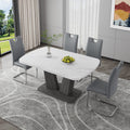 Dining Table Set For 4 6, 5 Piece Dining Table Set, Faux Marble Table Top And Modern Design Mdf Base With 4 Pu Leather Ergonomic Dining Chairs Metal Grey White Modern Mdf Metal