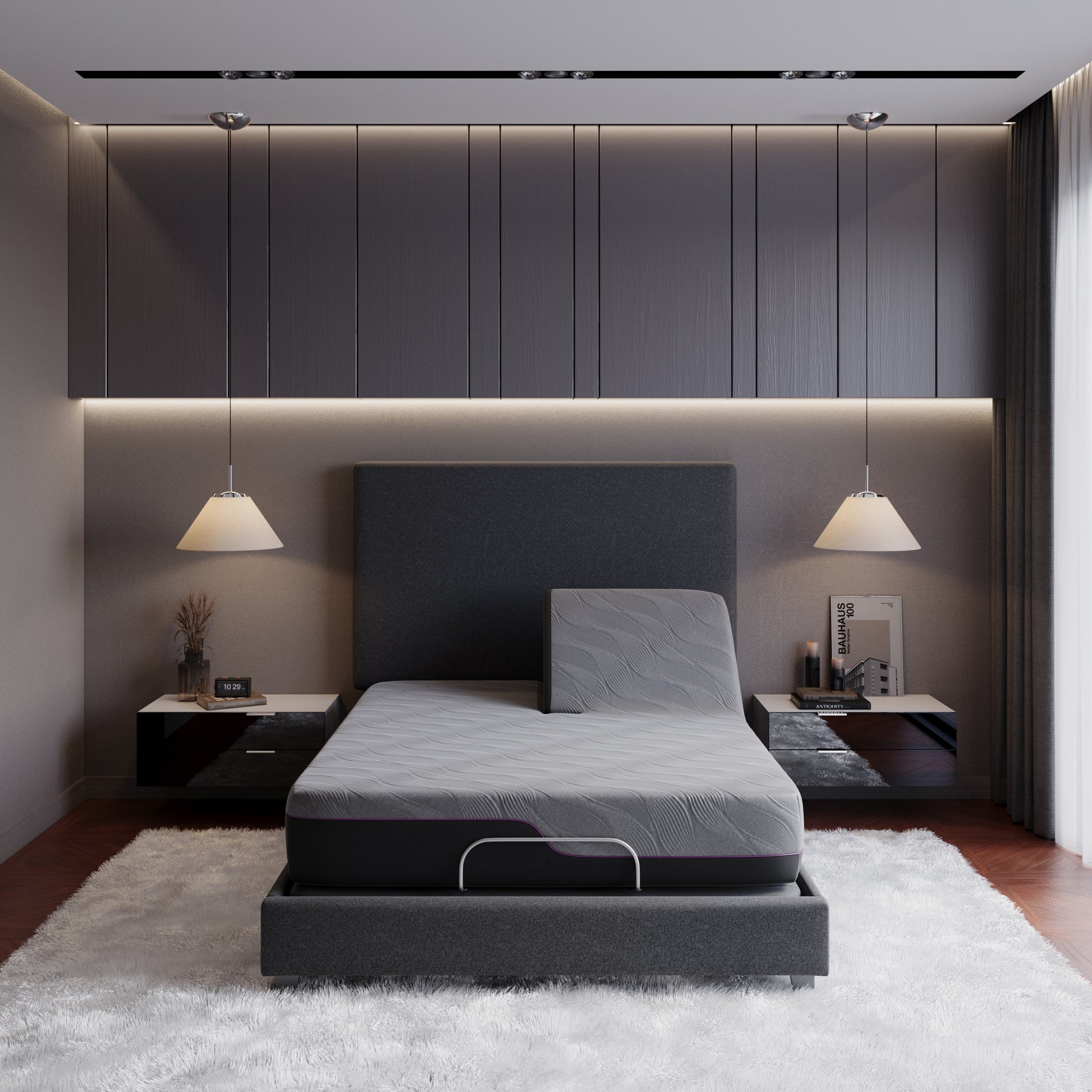 Re11 Inch Flex Head Cooling Fast Responding Latex Foam Adult Mattress, Queen Size Grey Foam Foam Queen