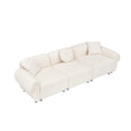 24005 Beige Teddy Wool Fabric With 3 Pillows, Three Seat Sofa Can Be Placed In Living Room And Other Scenes Beige Polyester Blend 3 Seat