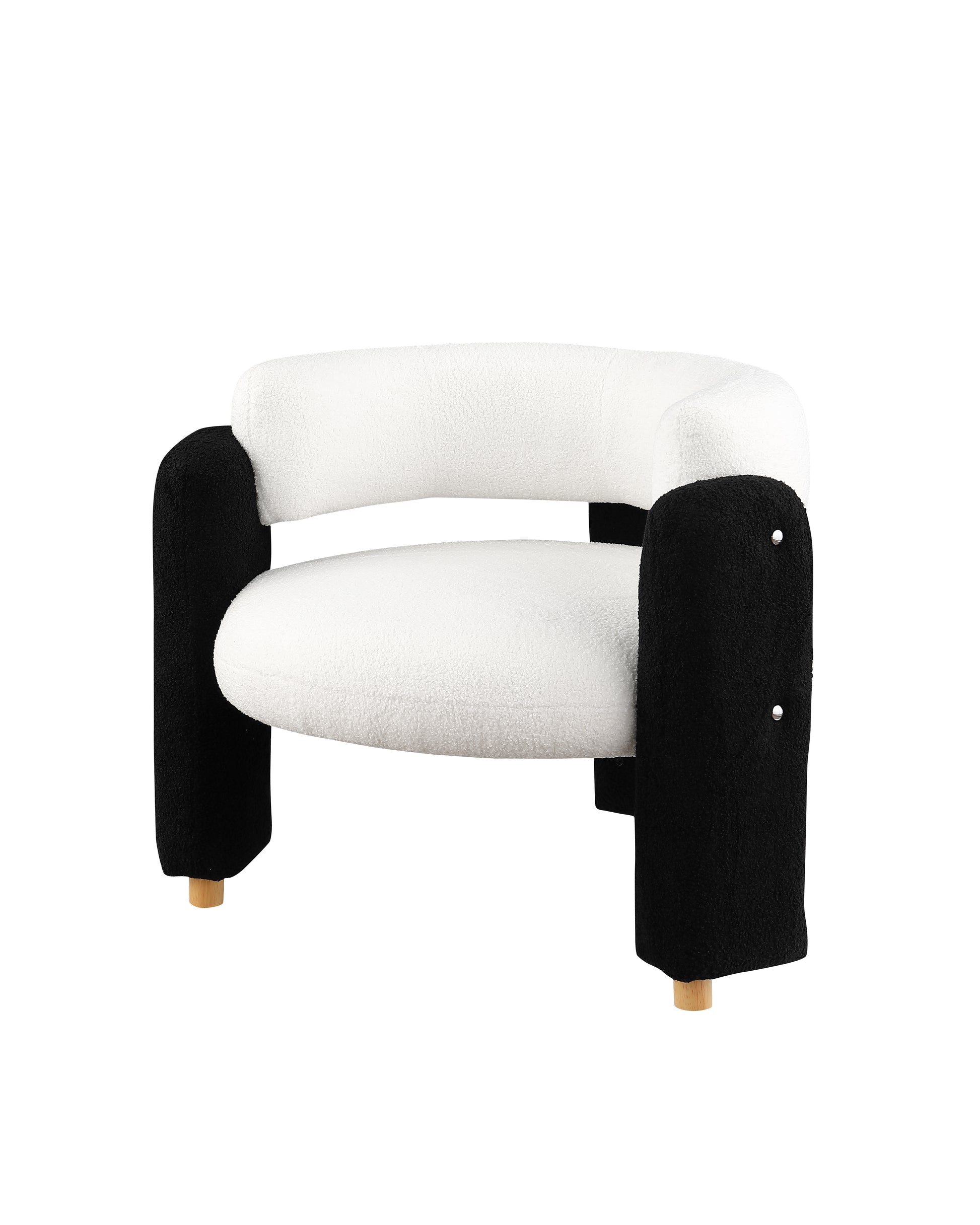 Accent Chair Black White Fabric